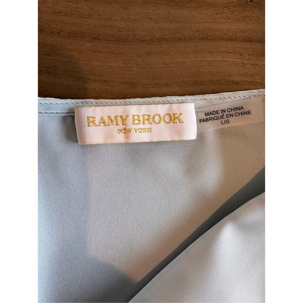 Ramy Brook Lillie Mini Dress Large NWOT Crystal Blue Pleated Pastel Boho Party - Picture 7 of 7